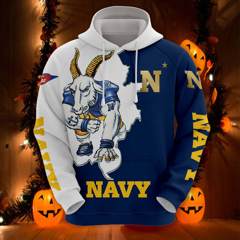 Navy Midshipmen Hoodie Mascot Printed Unisex College Streetwear